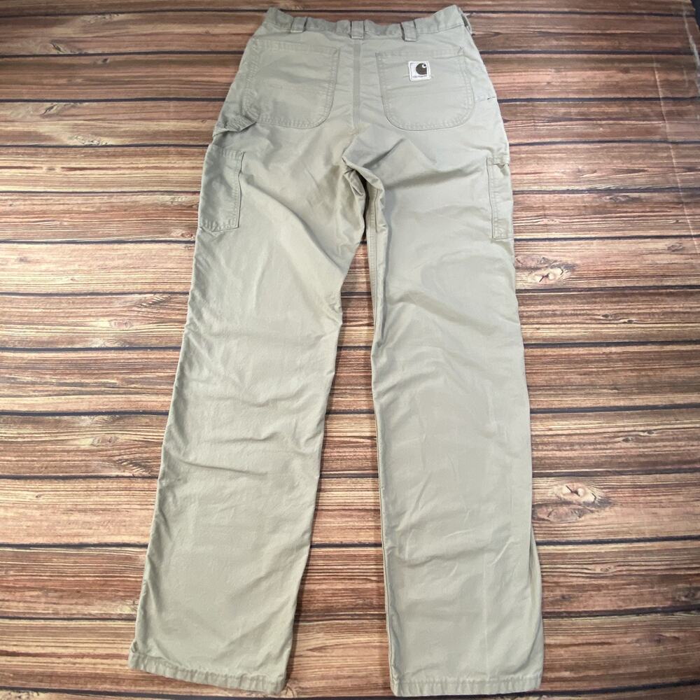 Carhartt Pants Mens 32X 34 Straight Cargo Pockets Beige Tan Loose Fit Workwear